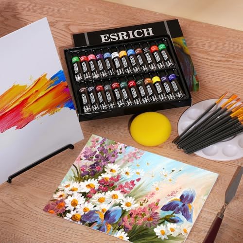 ESRICH Acrylic Paint Set with 24 Colors, Art Painting Supplies Kit