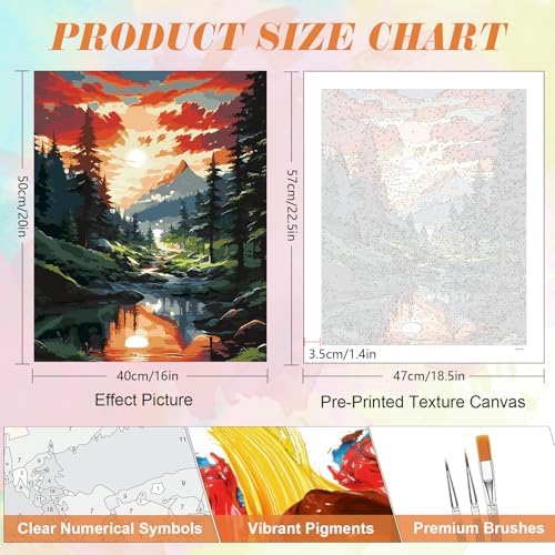 Kalonyth Landscape Paint by Numbers Kit for Adults, 16x20 inch, No Framed