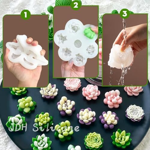7 Cavity Succulent Candle Molds for Wax Soap Resin Fondant Baking Decor