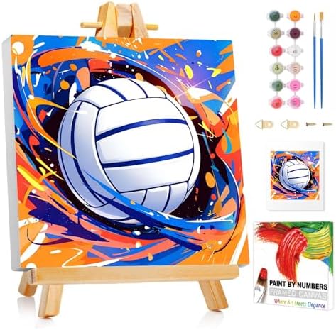 XTCIXAL Paint by Numbers Kit for Kids, Volleyball, 8X8 inch