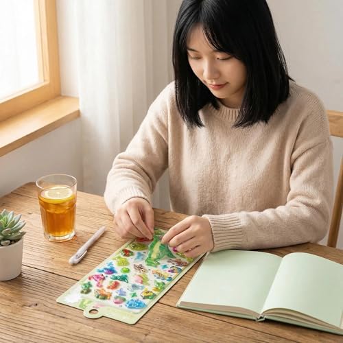 【4 Sheets】 Airy 3D Puffy Stickers,Dinosaur Resin Decorative Stickers, Cute Small Stickers for Kids，Girls, Adults, Reusable Tiny Stickers for Phone Case, Notebook - Perfect for Craft and GIF (Tender)