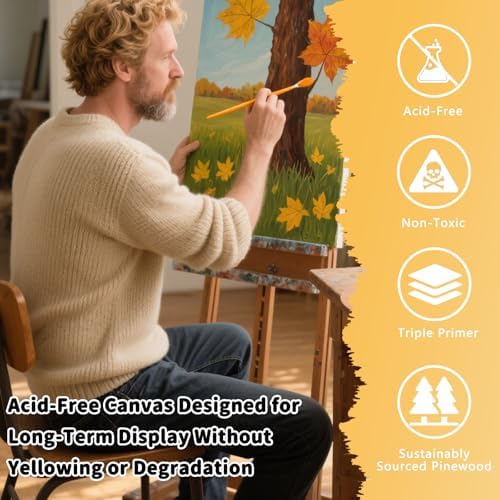 2-Pack 28x40 Large Stretched Canvas 380gsm Cotton for Oil & Acrylic | 70x100cm, Gallery Wrapped , 380gsm heavy-duty 100% cotton, triple acid-free gesso, warp resistant & no bleed