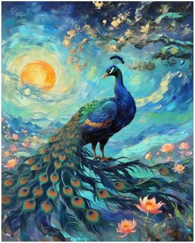 XTCIXAL Paint by Numbers Kit for Adults, Peacock, 16X20 Inch