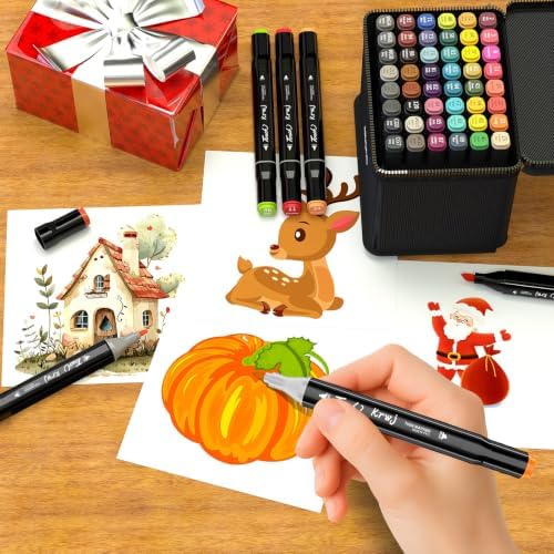 KJSHUANGTANG Alcohol Markers, 48 Colors Dual Tip Art Markers, Drawing, Coloring Marker for Sketching Adult Coloring