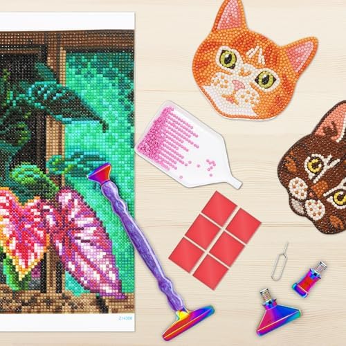 Diamond Painting Pen Kit - 7 Metal Tip Diamond Art Tools, 5D Diamond Painting Accessories for Adults Beginners, Resin Pen with Straight/Bent/Flat/Roller Nibs, Tray & Clay