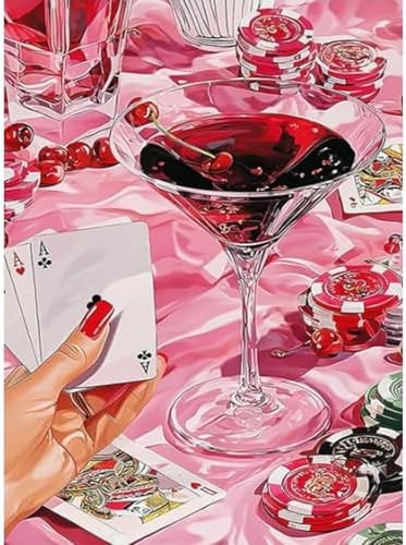 Pink Poker Diamond Art Kits for Adults Diamond Painting Kits 12X16 inch