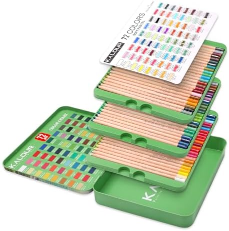 KALOUR Pro Pastel Chalk Colored Pencils,Set of 72 Colors,Color Charcoal Pencils for Drawing Sketching Coloring Shading,Art Supplies for Adults Artists