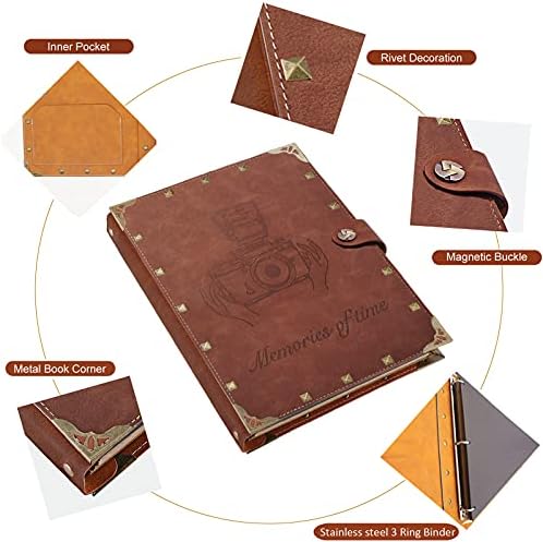 ZEEYUAN DIY Scrapbook Photo Album 60 Pages Leather Memory Photo Book 8.5x11 inch,Vintage Travelling Scrapbook Family Scrap Book Scrapbooking Supplies Kits for Couples