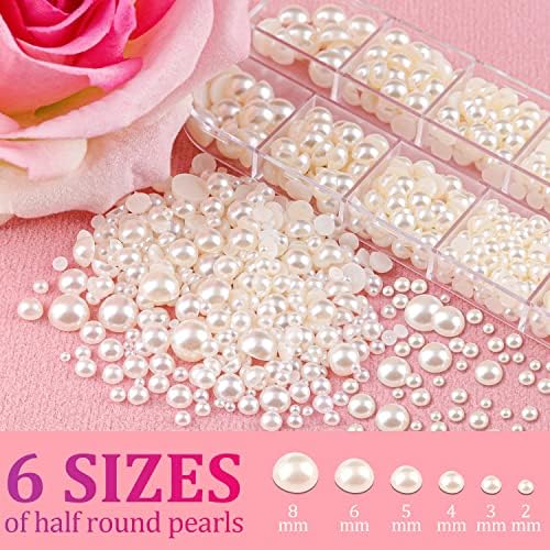 Belleboost Flatback Pearls for Nails Beige Pearl Nail Charms and Gems