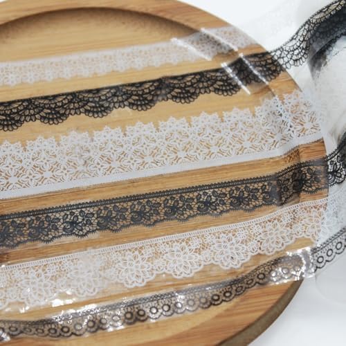 Decoendiy 30Rolls Lace Washi Tape Set,Vintage Multi-Color Lace Hand Tape,Transparent Washi Tape,Bullet Journaling Supplies,for DIY Crafts Vase Decorative Stickers,Gift Wrapping,Scrapbooking Supplies
