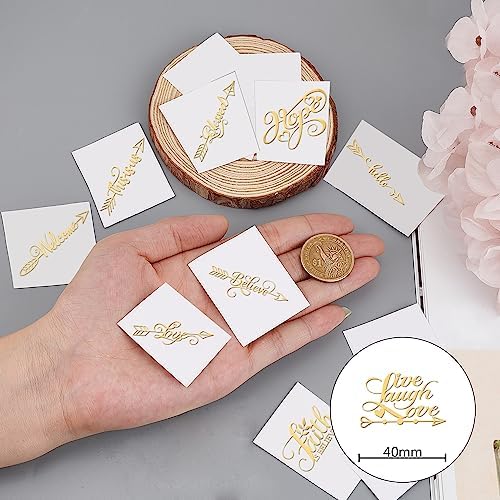 OLYCRAFT 9pcs 1.6x1.6 inch Word Arrows Sticker Blessing Arrow Self Adhesive Gold Stickers Inspirational Word Metal Gold Stickers for Scrapbooks DIY Resin Crafts Phone & Water Bottle Decoration