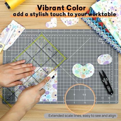 Self Healing Cutting Mat 18" x 12", A3 Double-Sided for Sewing & Quilting, Non-slip, 5-Ply Rotary Cutting Mat for Crafts Cutting Fabric Scrapbooking, and Small Modeling Projects, Anthracite Gray