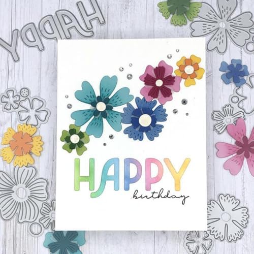 Scrapbooking Die-Cuts, Layer Frame Net Set Metal Cutting Dies for Card Making, Paper Craft Template, Background Embossing Stencils, DIY Album Décor (Flower Set B-11.8x10.3cm)