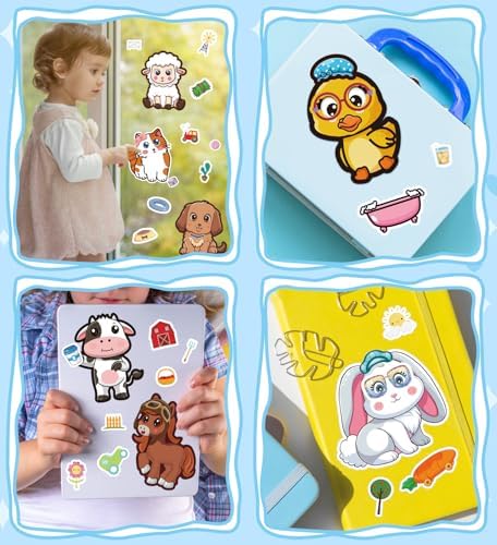 HSHFAMIIY 24 PCS Animal Face Stickers – DIY Decorative Animal Character Stickers for Crafts, Scrapbooking, Party Decorations, Gift Wrapping & Holiday Projects
