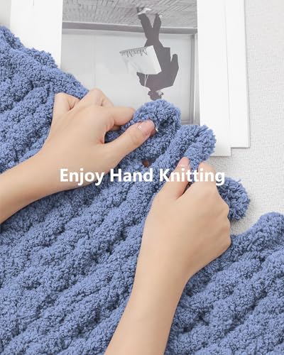 Cozyful Chunky Yarn for Hand Knitting, #9 Thick Jumbo Big Chunky Yarn for Crocheting, Super Chunky Knit Blanket Yarns, Large Chunky Chenille Yarns, 8 Pack (30 yds 8 oz Each Skein), Blue Gray