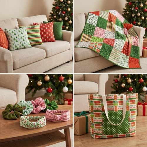 HunnmingRe 20 Pcs 10''x10'' Red Green Christmas Quilting Fabric Squares
