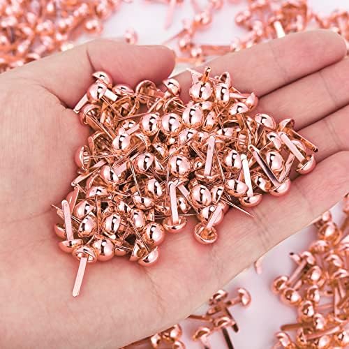 Hotop 500 Pcs Brad for Paper Crafts Metal Paper Fasteners,Rose Gold