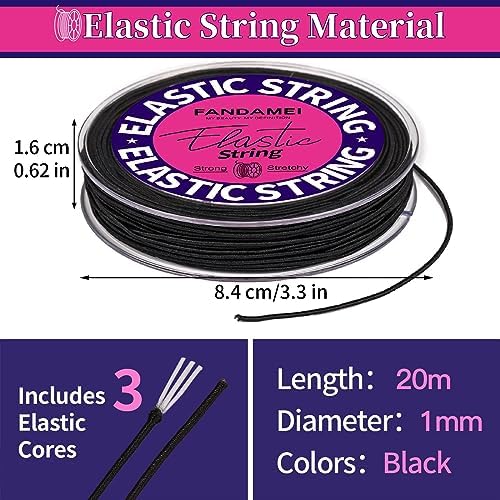 FANDAMEI 1mm Elastic String for Beading, Elastic Cord Stretchy for Bracelets Making, Stretch Bead Cord for Jewelry Making, Sturdy Thread for Bracelet Necklace Crafts Christmas DIY Elastic String Cord