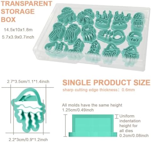 15Pcs Jellyfish Shapes Polymer Clay Cutters Set, Ocean Themed Clay Earrings Cutters Polymer Jewelry Cutter for Earrings Making DIY Craft Supplies
