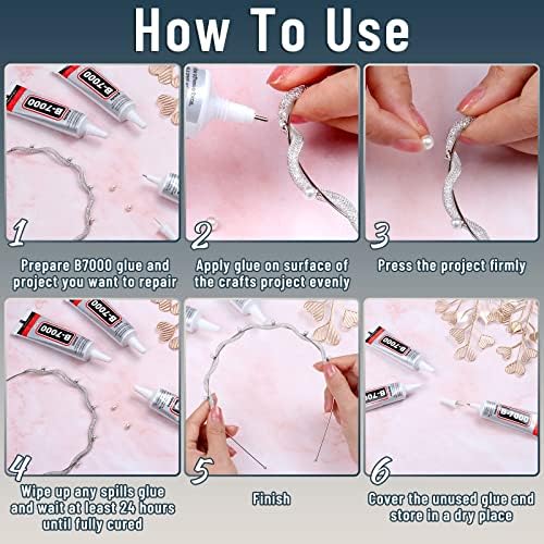 B-7000 Craft Glue for Jewelry Making, Multi-Function B-7000 Super Adhesive Glues Liquid Fusion Glue for Rhinestones Crafts, Clothes Shoes, Fabric, Jewelry Making, Cell Phones (3x25 ml/0.9 oz)
