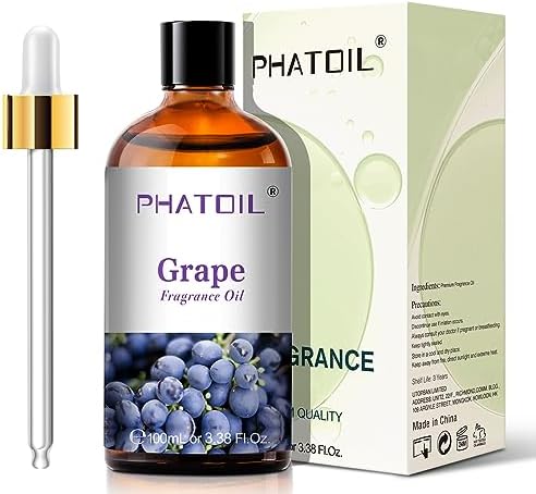 PHATOIL Grape Fragrance Oil for Diffuser Aromatherapy 3.38FL.OZ | Long Lasting Scented Oils For Humidifier, Air Freshener, DIY Soap Candle, Scent Project Making, Aroma Oil for Home Freshening