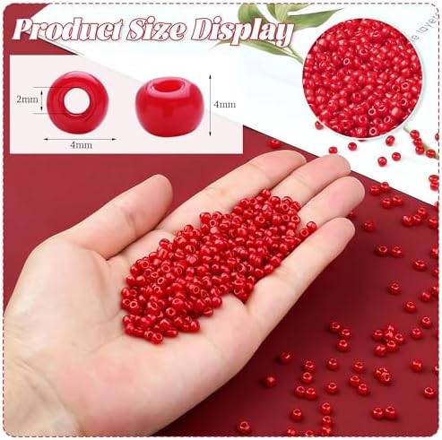 ZHIYUXI 3000Pcs 4mm Red Glass Seed Beads for Jewelry Making