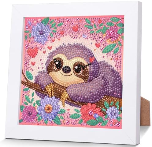 Sloth Diamond Art Painting Kits for Kids with Frame Ages 4-8-12 (7x7 inch)
