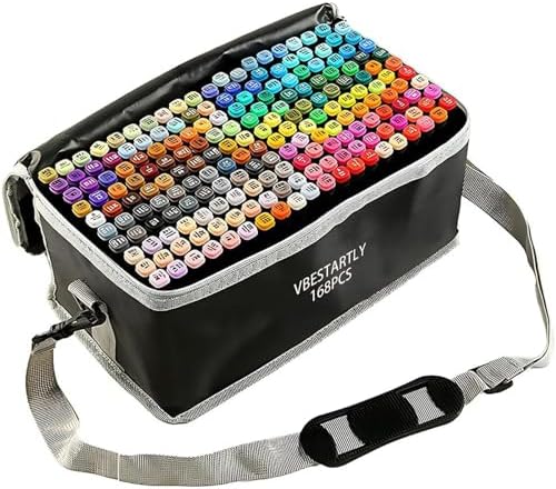 VBESTARTLY 168 Colors Alcohol Markers with Base, Permanent Dual Tip Art Markers for Adults Anime Coloring Sketch Illustrations Pefect for Gift- Refillable