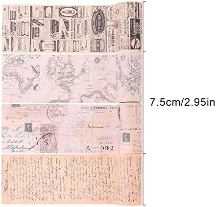 Dizdkizd Vintage Washi Tape Wide, Junk Journal Supplies, Map Newspaper Masking Tapes Stickers, Arts & Crafts Tape, Great for Vintage Journals, Gift Wrapping, 3 Inches × 4 Rolls