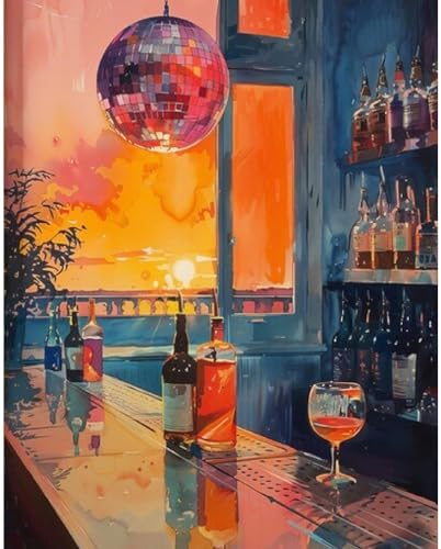 Paint by Numbers Kit for Adults,Vintage Cocktail Adult Paint by Number Kits on Canvas Without Frame,DIY Acrylic Paint Kit Arts and Crafts for Adults,Easy Paint for Canvas Painting for Decor 16x20inch