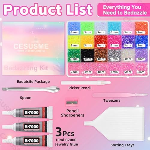 28000Pcs Color Rhinestones Bedazzling Kit, Dark Pink Resin Gems for Crafts
