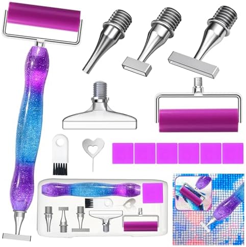 Huanlys Diamond Painting Pens, Diamond Art Pen Tools Accessories Kit with Thin Screw Steel Metal Tip Nibs, Roller for Art Crafts & Nail Art, Comfort Grip and Faster Drilling