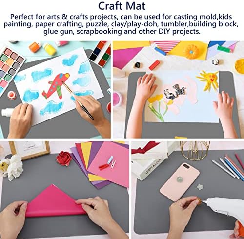 Gartful 2 Pack Silicone Crafting Mats, 15.7" x 11.8" Silicone Mat for Crafts, Large Heat Resistant Sheet for Jewelry Casting Molds, Epoxy Resin, Painting, Counter Table Protector, Placemat, Dark Gray
