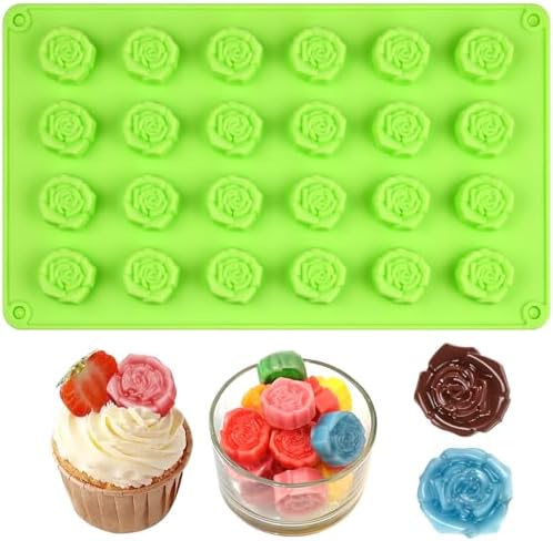 Rose Mold Silicone, 24 Cavity Small Rose Chocolate Mold