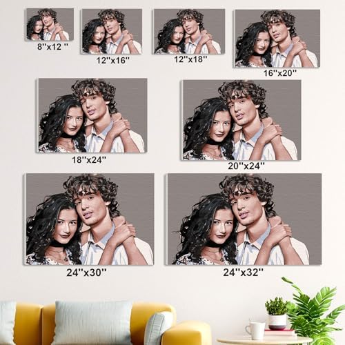 CUSTOM STEWARD Custom Paint by Numbers Kit, DIY Personalized Canvas Painting Set with Acrylic Paints, 3 Brushes, Numbered Canvas, Home Decor, Gifts for Girlfriend Boyfriend Couples Valentines
