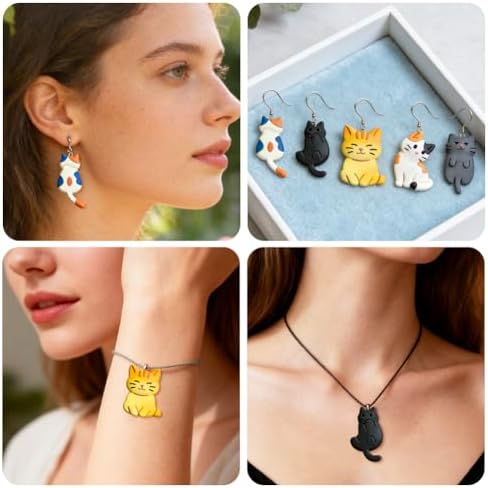 ORIGACH 16 Pcs Cute Cat Polymer Clay Cutters Set