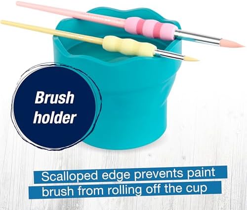 Faber-Castell Collapsible Water Cup Green | Scalloped Brush Holder | 12 Oz Capacity | For Painting | Pack of 6