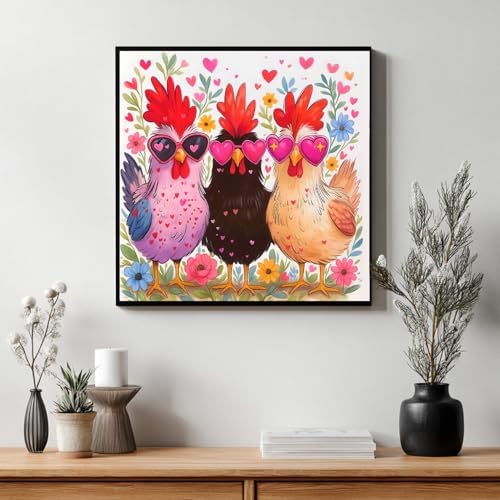 CRZMODE Chicken Day Paint by Numbers Kit for Adults, Chicken Paint by Numbers for Adults, Acrylic Painting Crafts for Home Decor Gift (16x16 inch)
