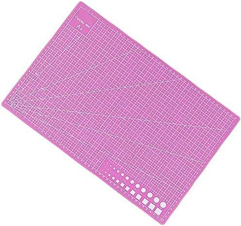 Self Healing PVC Cutting Mat, Gridded Rotary Cutting Board, Sturdy Craft Cutting Mat, Double Sided, A3, Pink