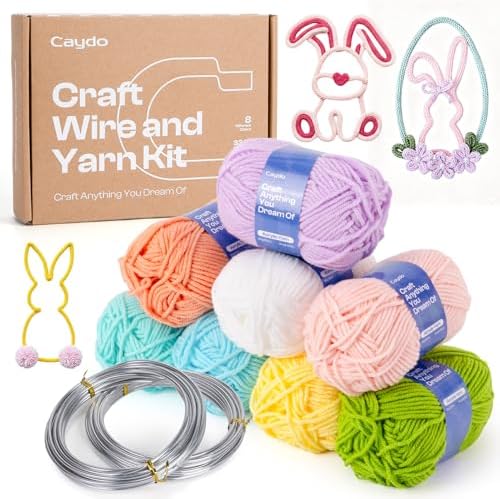 Caydo Aluminum Craft Wire & Acrylic Yarn Skeins Kit for iCord Beginners