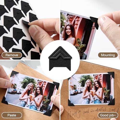 360 Pcs Photo Corners Self Adhesive, Scrapbooking Photo Mounting Corners, Black Photo Mounting Corners for DIY Scrapbook, Photo Album, Memory Books, Picture Frames by CHIALLCO