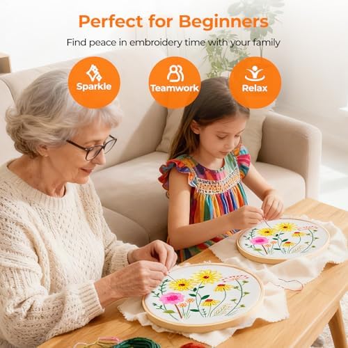 HTVRONT Sparkling Bead Embroidery Kit, 3 Sets, for Creative Decor