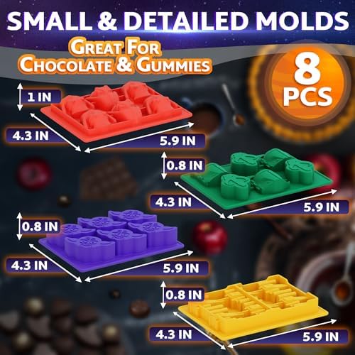 Silicone Molds, Set of 8, Sci-Fi Themed; Non-Stick (Colored)