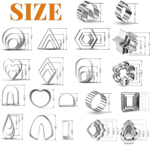 PTFJZ Polymer Clay Cutters for Earring Making 181pcs Clay Tools Set with 44 Shapes Stainless Steel Clay Earrings Cutters 16 Circle Shape Cutters 1 Letter Stamp 120 Jewelry Accessories