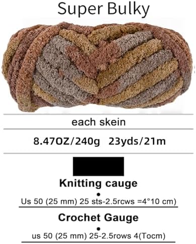 Chunky Yarn for Hand Knitting, No7 Thick Yarn, 250Grams 32Yards, Pack of 4, Perfect for Knitters and Crafters (Marshmallow)
