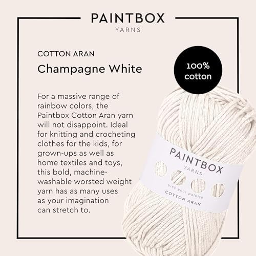 Paintbox Yarns 100% Cotton Aran Yarn Pack of 5 x 1.76oz / 50g, 93yds / 85m