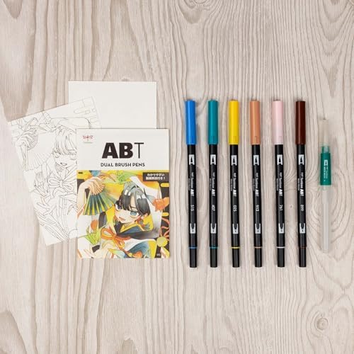 Tombow 72561 Dual Brush Pen Art Markers, Manga Illustration, Bird 6-Pack