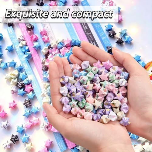520 Pcs Cartoon Origami Paper Star Strips, Colorful Folding Strips for DIY Lucky Star Handcraft, Party Decoration