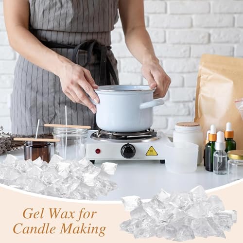 4.4lb Clear Gel Candle Wax for Candle Making Jelly Wax with Wicks Stickers