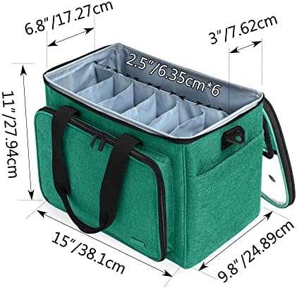 Teamoy Knitting Bag, Yarn Storage Organizer Crochet Bag Tote, Green